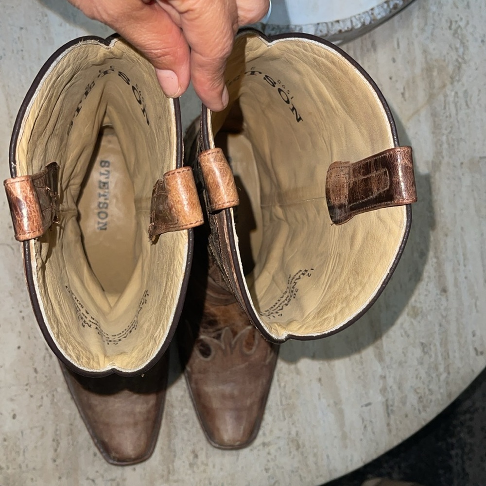 STETSON Men’s Outlaw Bad Guy Harness Boots Tru X Lug Sole Handcrafted Tan Size 9 - Picture 9 of 16